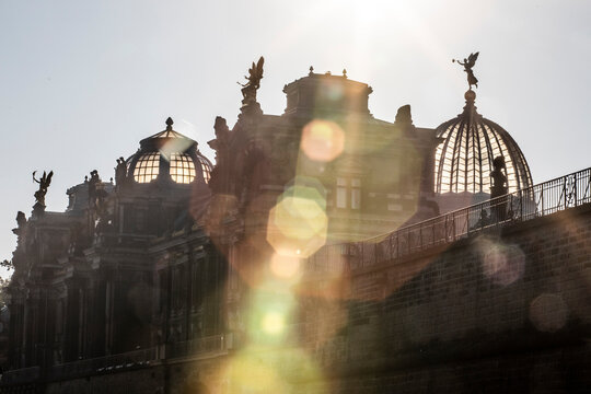 Germany, Dresden, academy of fine arts at backlight