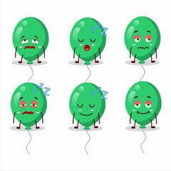 Obraz premium Cartoon character of green balloons with sleepy expression