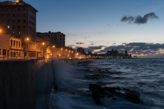 Malecon at dusk, Havana, Cuba