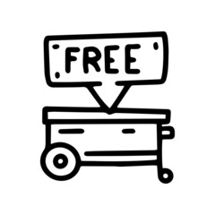 free food cart line vector doodle simple icon