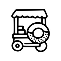 donuts trade cart line vector doodle simple icon