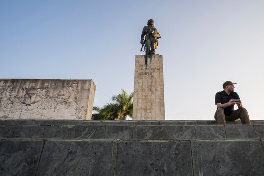 Tourist resting at the Che Guevara Mausoleum, Santa Clara, Cuba