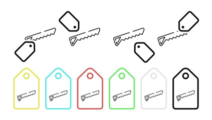 Saw, tool for construction vector icon in tag set illustration for ui and ux, website or mobile application