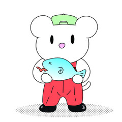 漁師　小動物のキャラクター