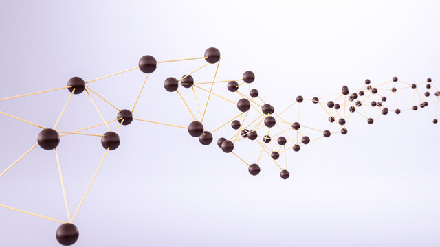 Three dimensional render of brown interconnected spheres