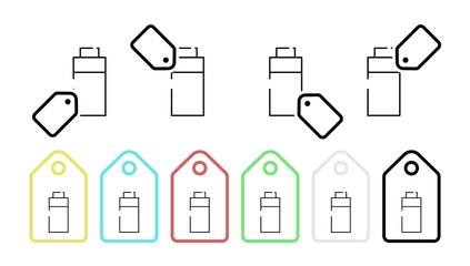 Full battery vector icon in tag set illustration for ui and ux, website or mobile application