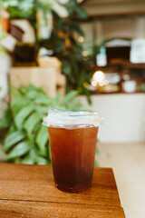 iced americano coffee in takeaway glass
