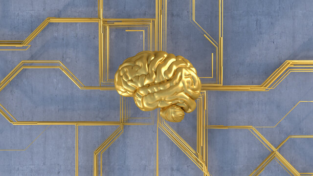 Three dimensional render of human brain