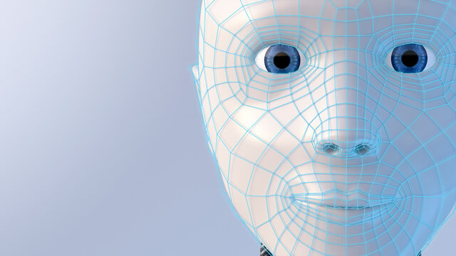 Three dimensional render of android head