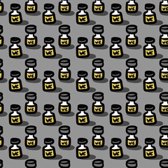 seamless pattern of vaccine bottle cartoon