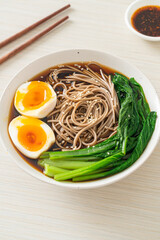 ramen noodles with egg - vegan or vegetarian food style