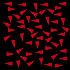 Random triangle or Red flag isolated on black background