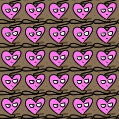 seamless pattern of cute heart cartoon