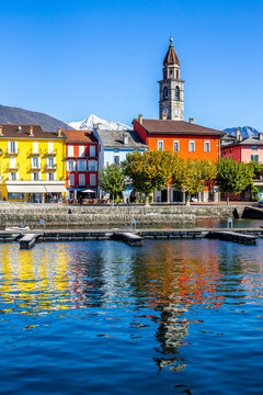Jetties at Lago Maggiore, Ascona, Ticino, Switzerland