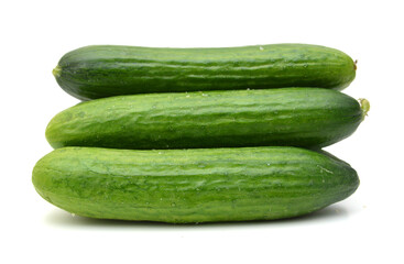 Cucumber and slices isolated over white background.