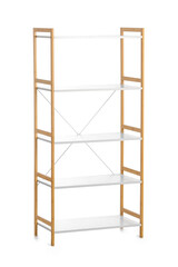 Empty bookcase on white background