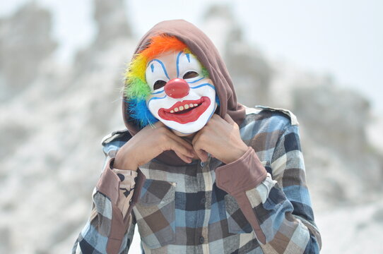 Happy clown, scary, colorful