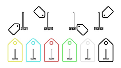 Rake vector icon in tag set illustration for ui and ux, website or mobile application