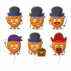 Cartoon character of orange balloons with various pirates emoticons