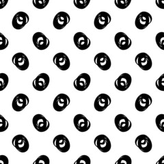 Geometric seamless pattern with oval handdrawn shapes. Vector graphic texture with curved abstract ellipses.