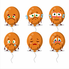 Orange balloons cartoon character with sad expression