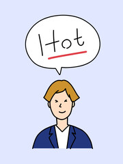 喜んでHotと言っている金髪の女性