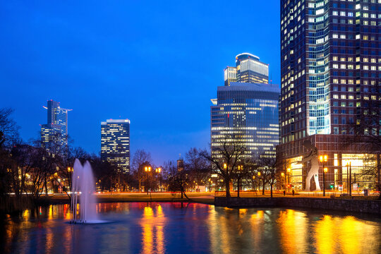 Germany, Frankfurt, Ludwig Erhard Complex With View Towards Frankfurt City Center