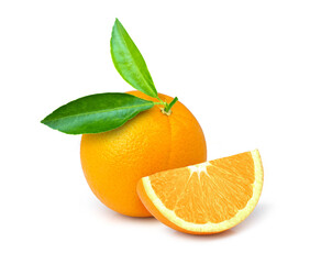 orange with leaves isolated