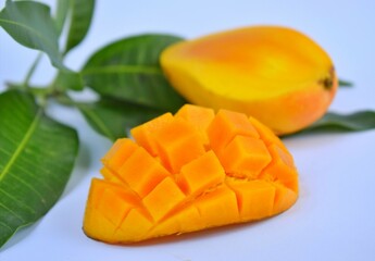Fresh Mango white background, food photography