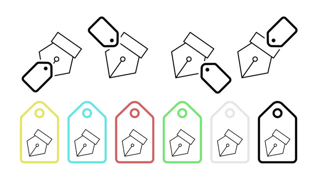 Editorial, pen tool vector icon in tag set illustration for ui and ux, website or mobile application
