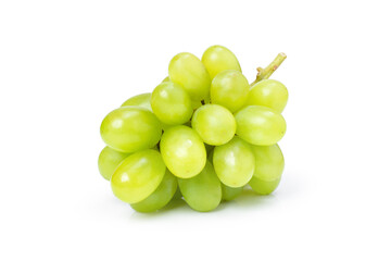 bunch of green grapes isolated on white background.
