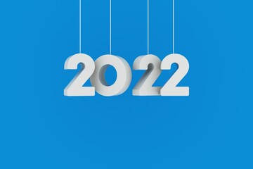 Obraz na płótnie Canvas New Year 2022 Creative Design Concept, 3D rendering.