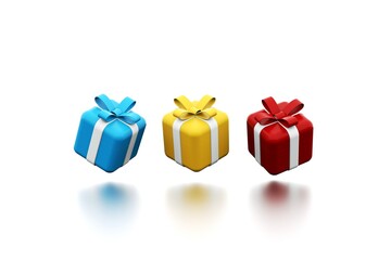 Colorful Pattern Gift Box with Ribbon and Bow for Birthday Celebration, Christmas, Valentines, Party, Anniversary. 3d rendering.