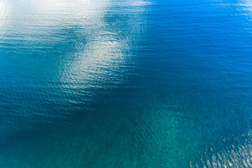 Mauritius, Helicopter view of blue waters of Indian Ocean in summer