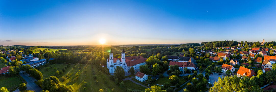 Irsee abbey against sky during sunrise, Augsburg, Germany