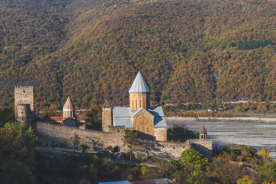 Georgia, Mtskheta, Georgian Military Road, Ananuri castle complex