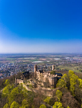 Germany, Hesse, Bensheim, Helicopter view of clear blue sky over&Ocirc;&oslash;&Omega;Auerbach Castle in spring