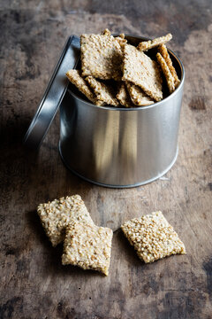 Box of homemade seed crackers