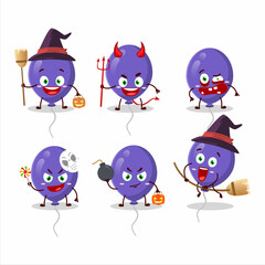 Halloween expression emoticons with cartoon character of purple balloons