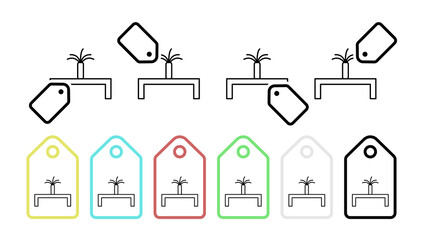 Table with flower vector icon in tag set illustration for ui and ux, website or mobile application