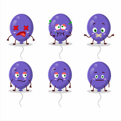 Purple balloons cartoon character with nope expression