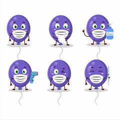 Obraz premium A picture of purple balloons cartoon design style keep staying healthy during a pandemic