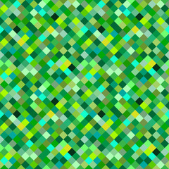 Abstract geometric seamless pattern of small green rhombus tiles of different tones. Chaotic green texture