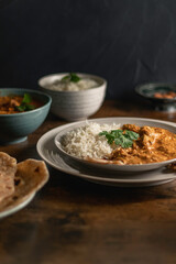Chicken Korma with basmati rice and roti