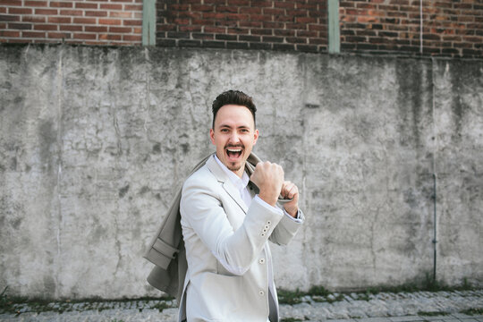 Portrait of businessman, fist