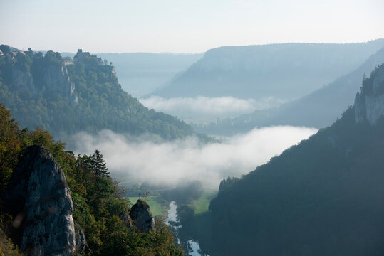 Landscape scenery of Danube Valley at Beuron, Swabian Alb, Germany