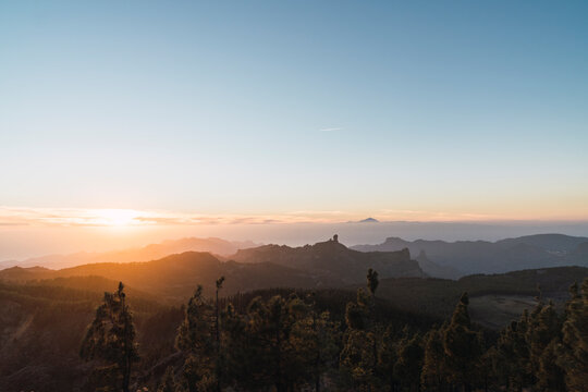 Spain, Gran Canaria, Pico de las Nieves at twilight