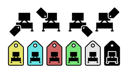 Tv table furniture glyph vector icon in tag set illustration for ui and ux, website or mobile application