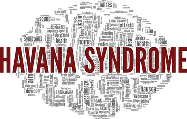 Havana Syndrome vector illustration word cloud isolated on white background. - obrazy, fototapety, plakaty