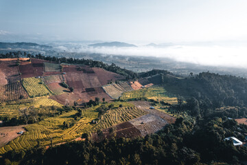 Villages and rural farmland in the late morning